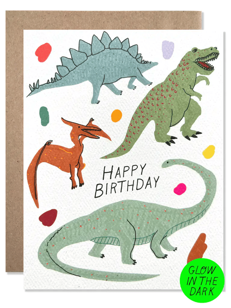 Happy Birthday Dinosaurs Glow in the Dark Card