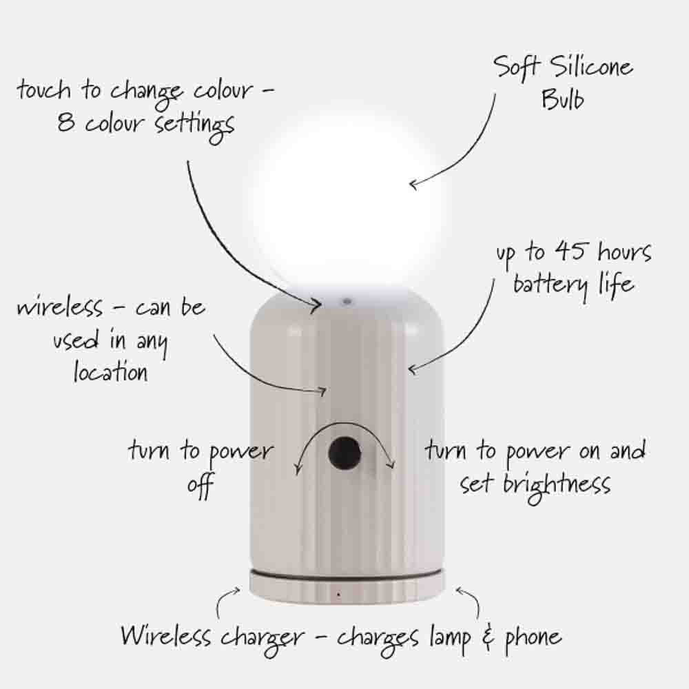 Skittle Wireless Lamp & Charger, White