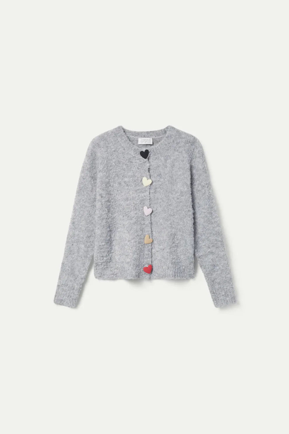 Heart Button Cardigan, Grey