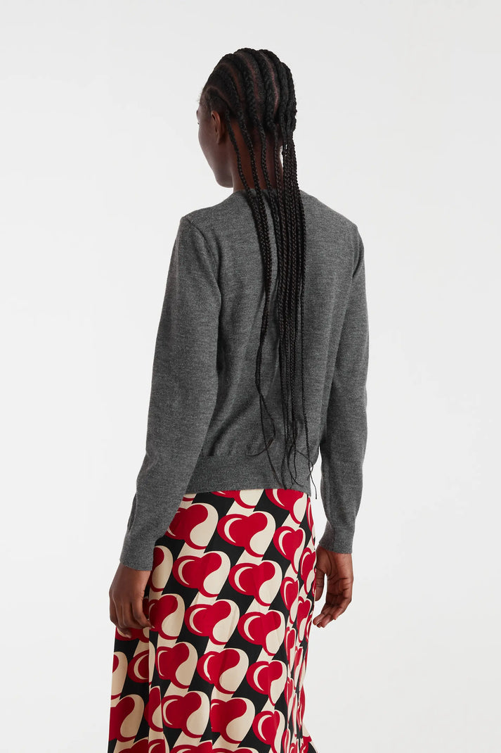 Flower Button Up Cardigan, Grey