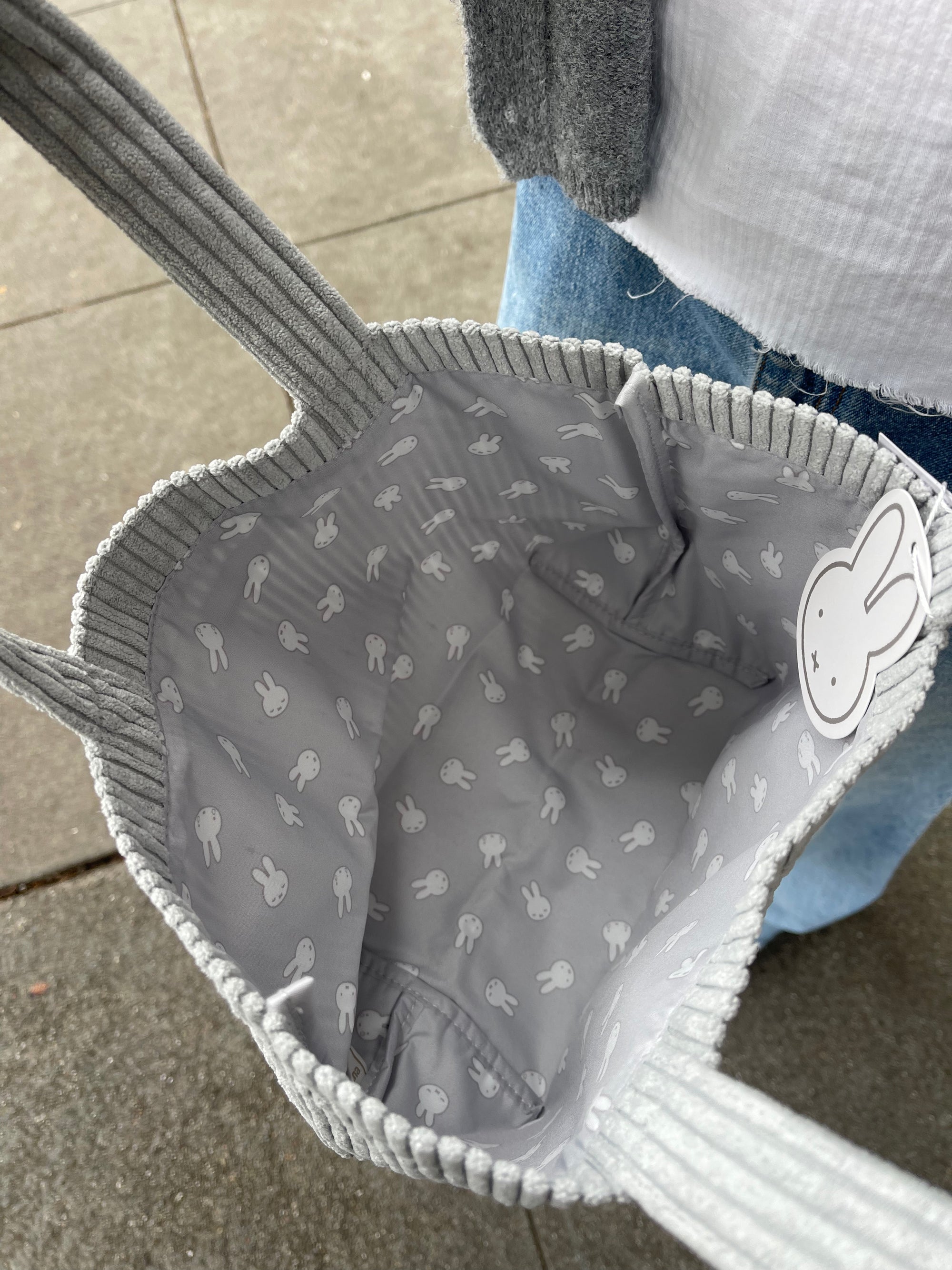 Miffy Corduroy Tote, Grey