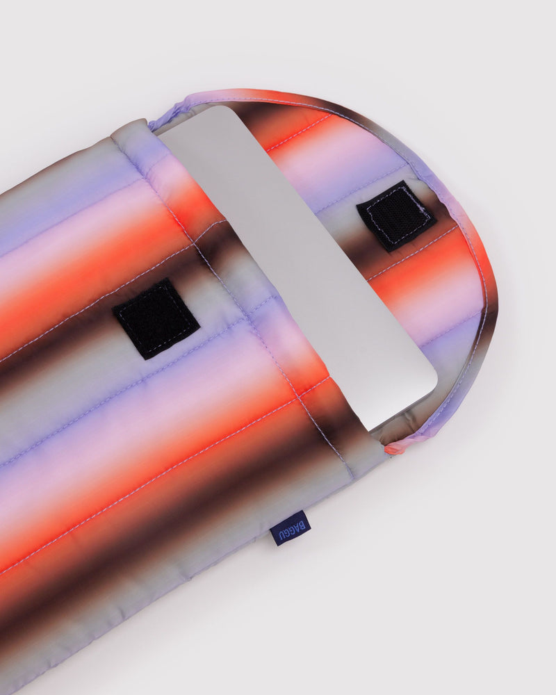 Puffy Laptop Sleeve 13"/14", Gradient Stripe Poppy & Lilac