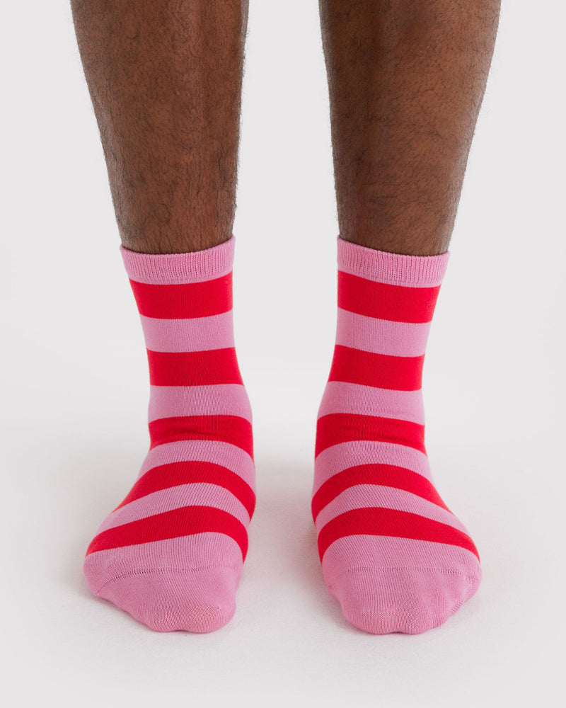Crew Sock, Pink Stripe