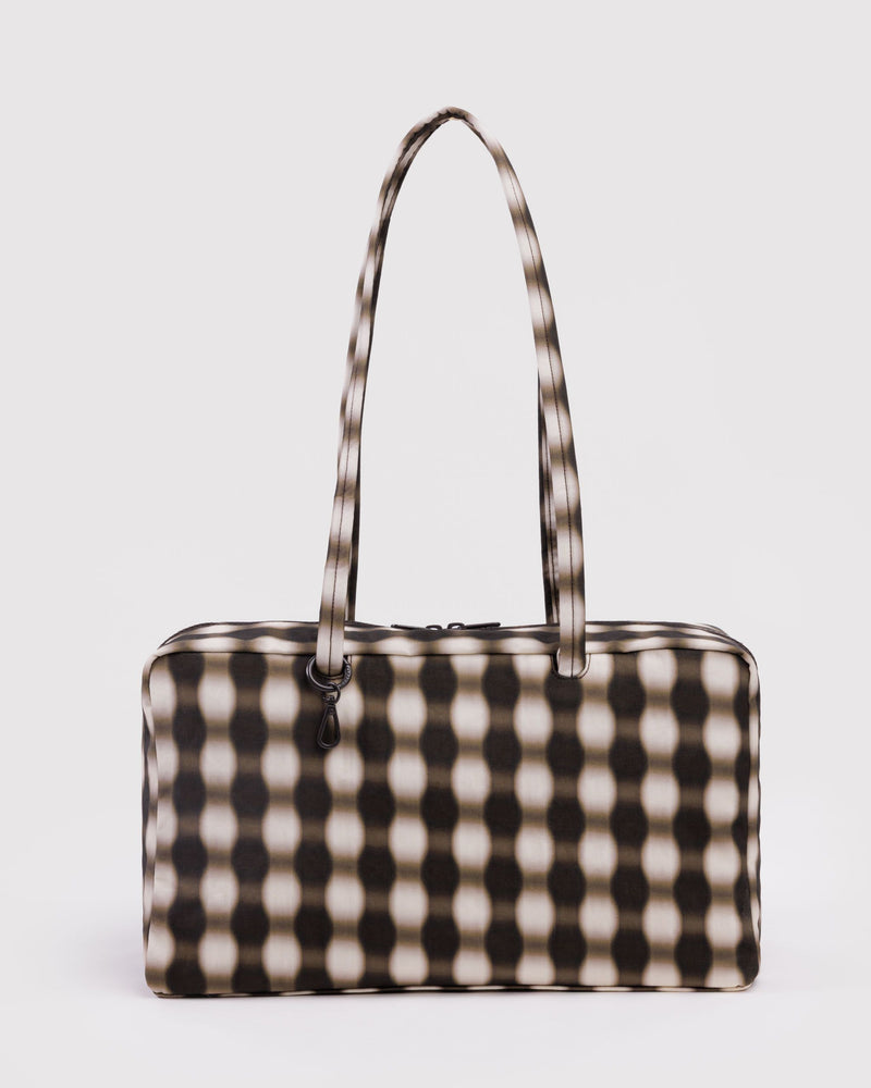 Medium Bowler Bag, Blurred Gingham Brown
