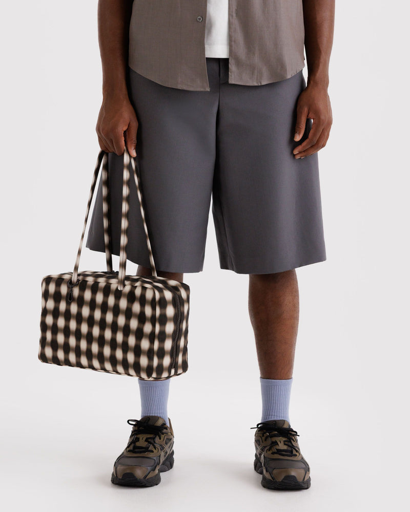Medium Bowler Bag, Blurred Gingham Brown