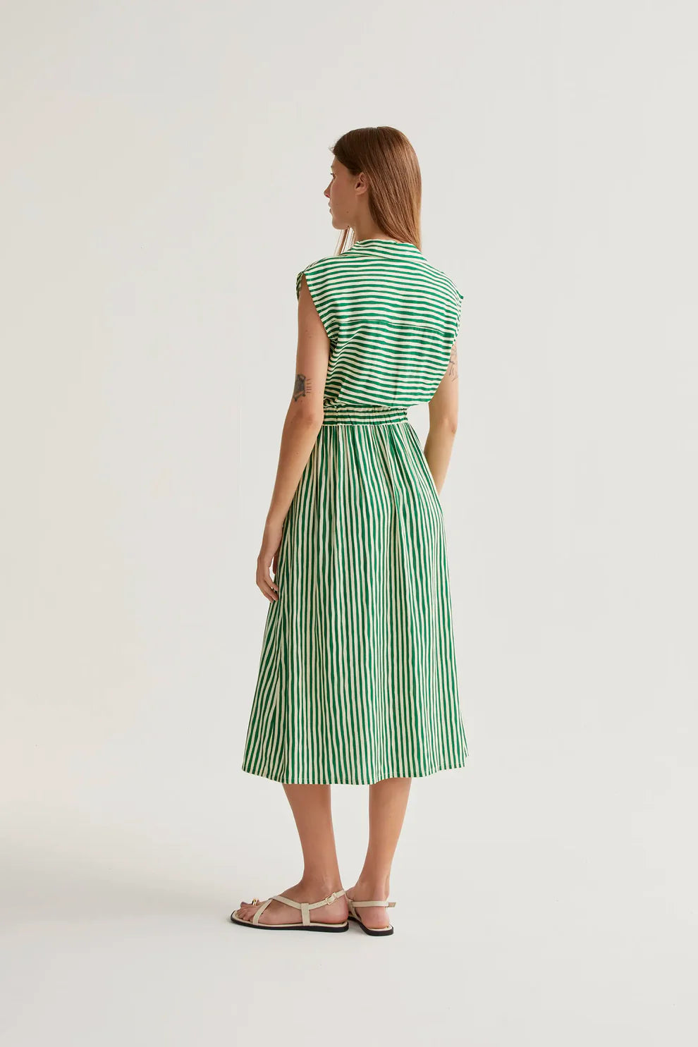 Striped Midi Dress, Green