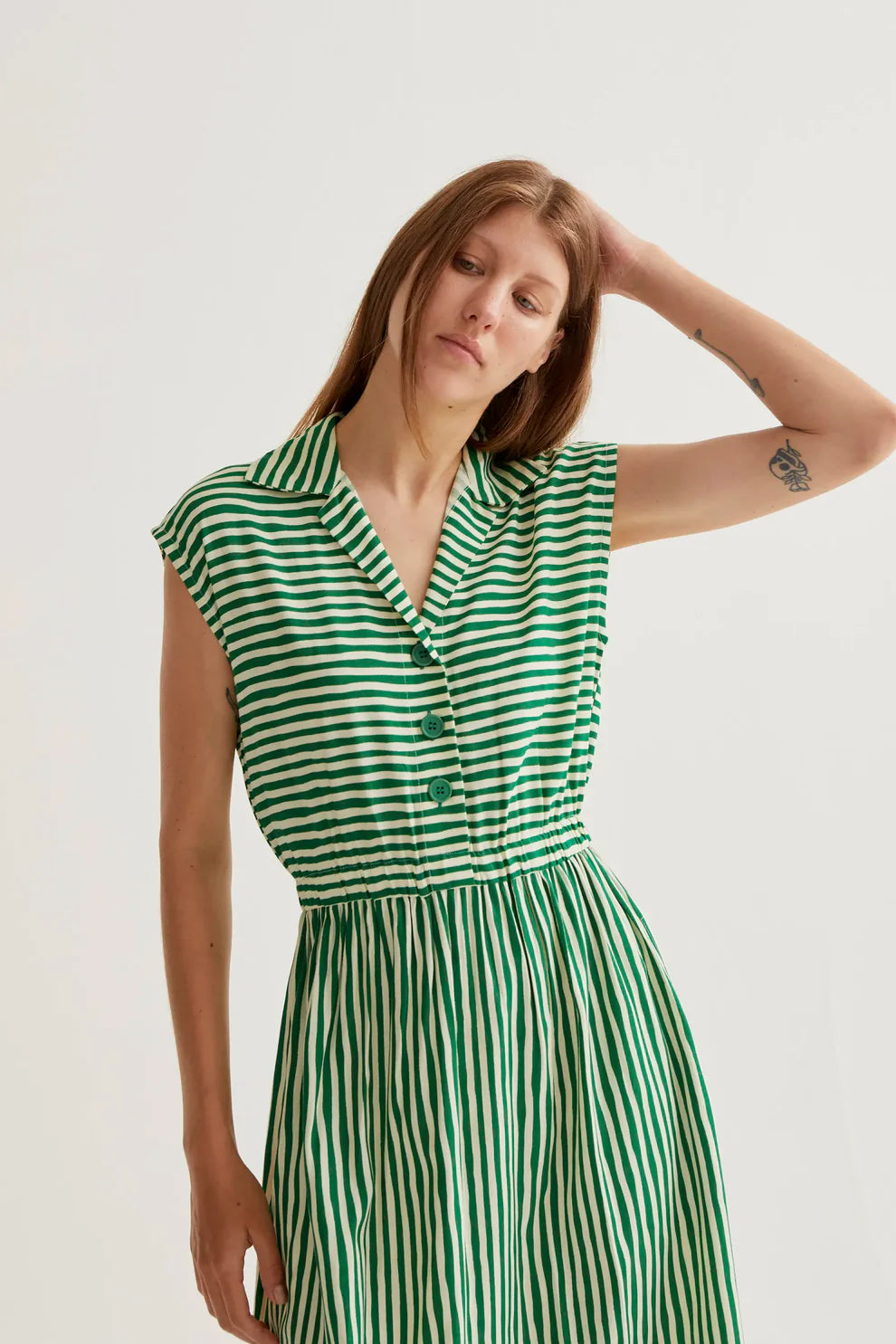 Striped Midi Dress, Green