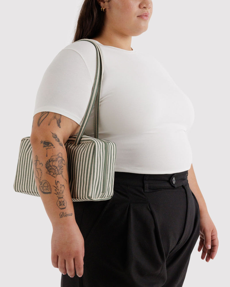Nylon Bowler Bag, Sage Stripe