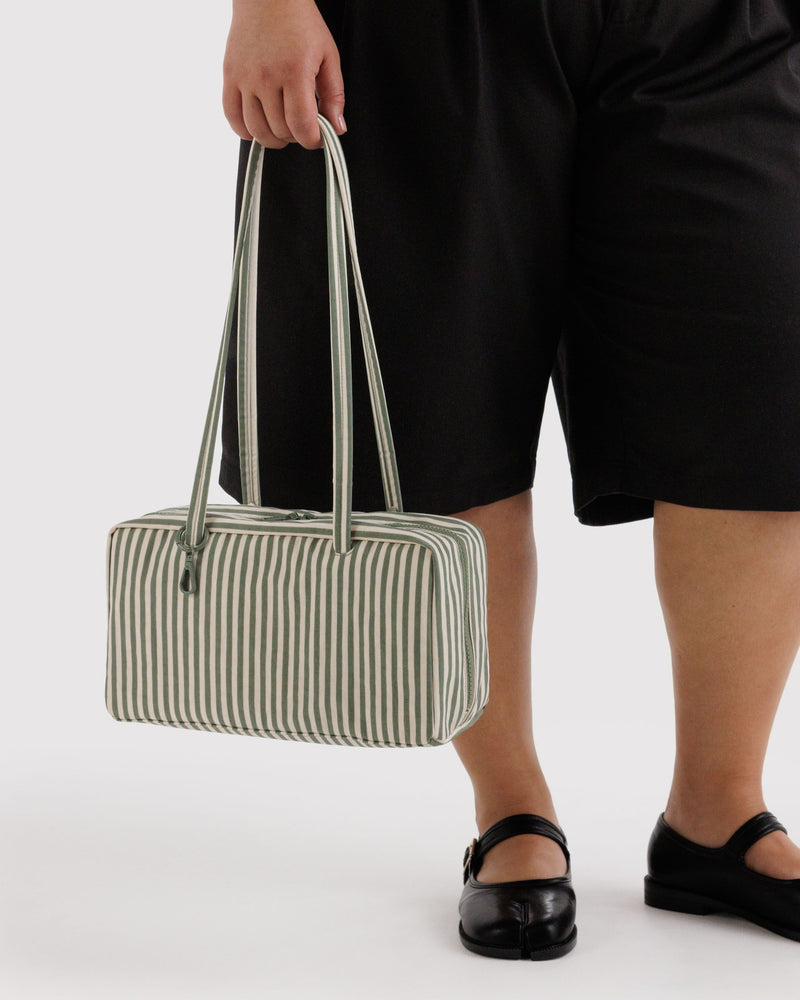 Nylon Bowler Bag, Sage Stripe