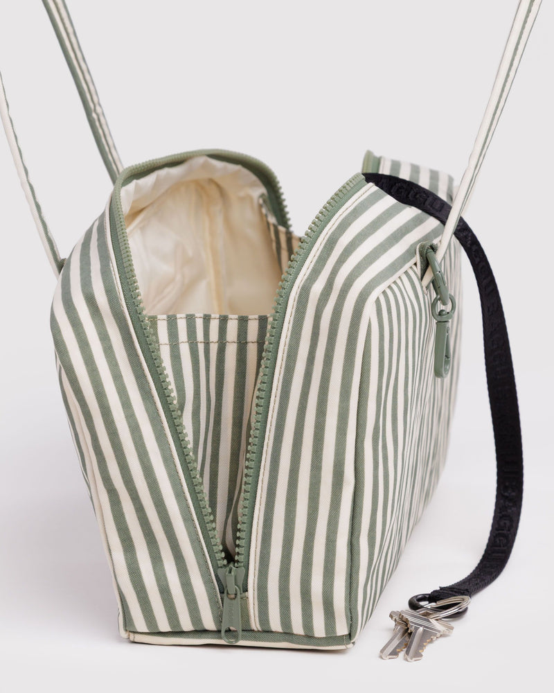 Nylon Bowler Bag, Sage Stripe