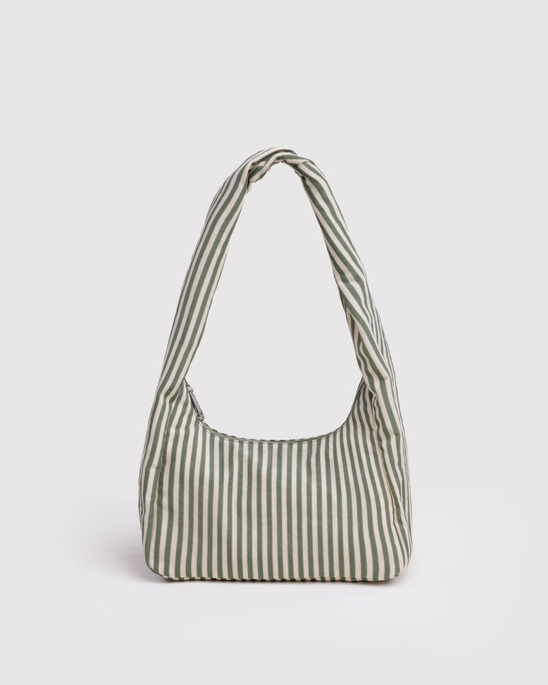 Small Nylon Meringue Bag, Sage Stripe