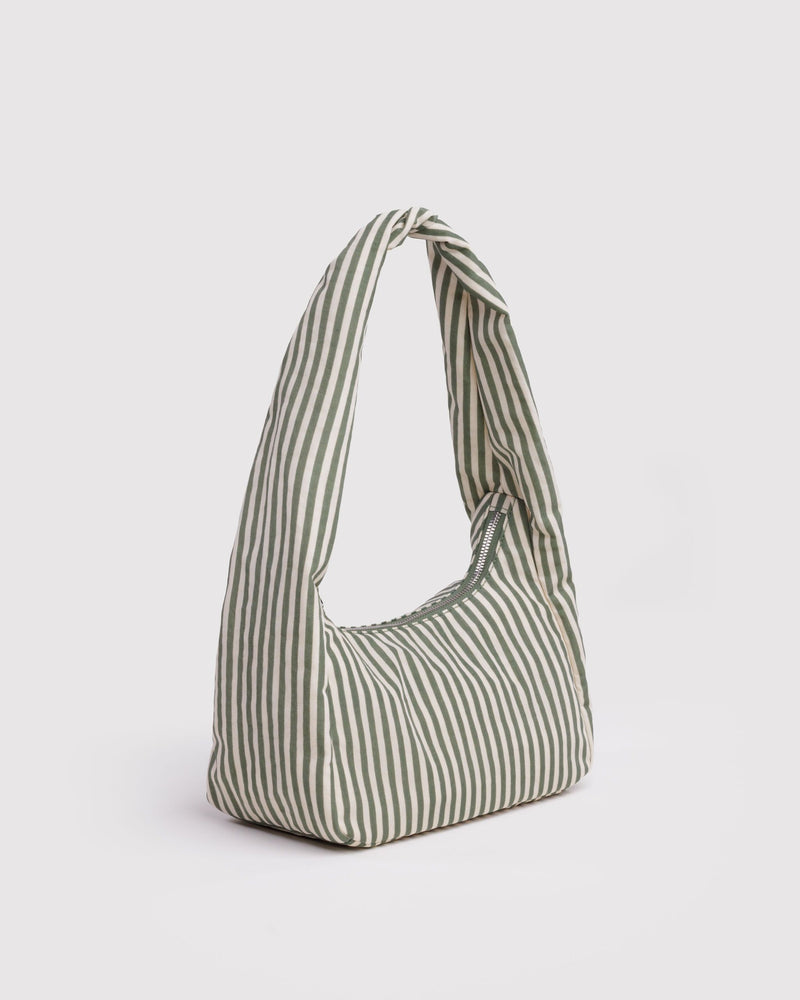 Small Nylon Meringue Bag, Sage Stripe
