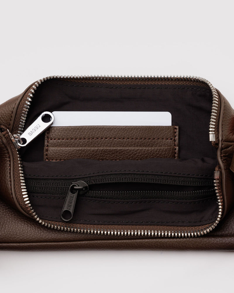 Recycled Leather Pochette, Brown