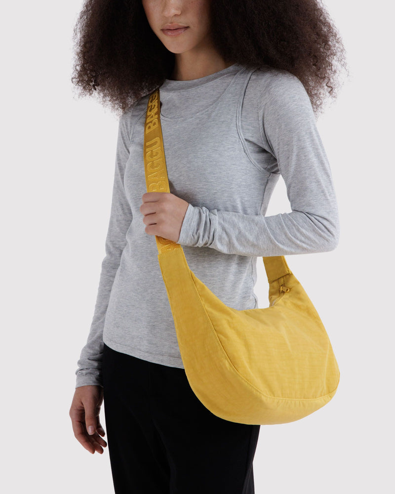 Medium Nylon Crescent Bag, Sunflower