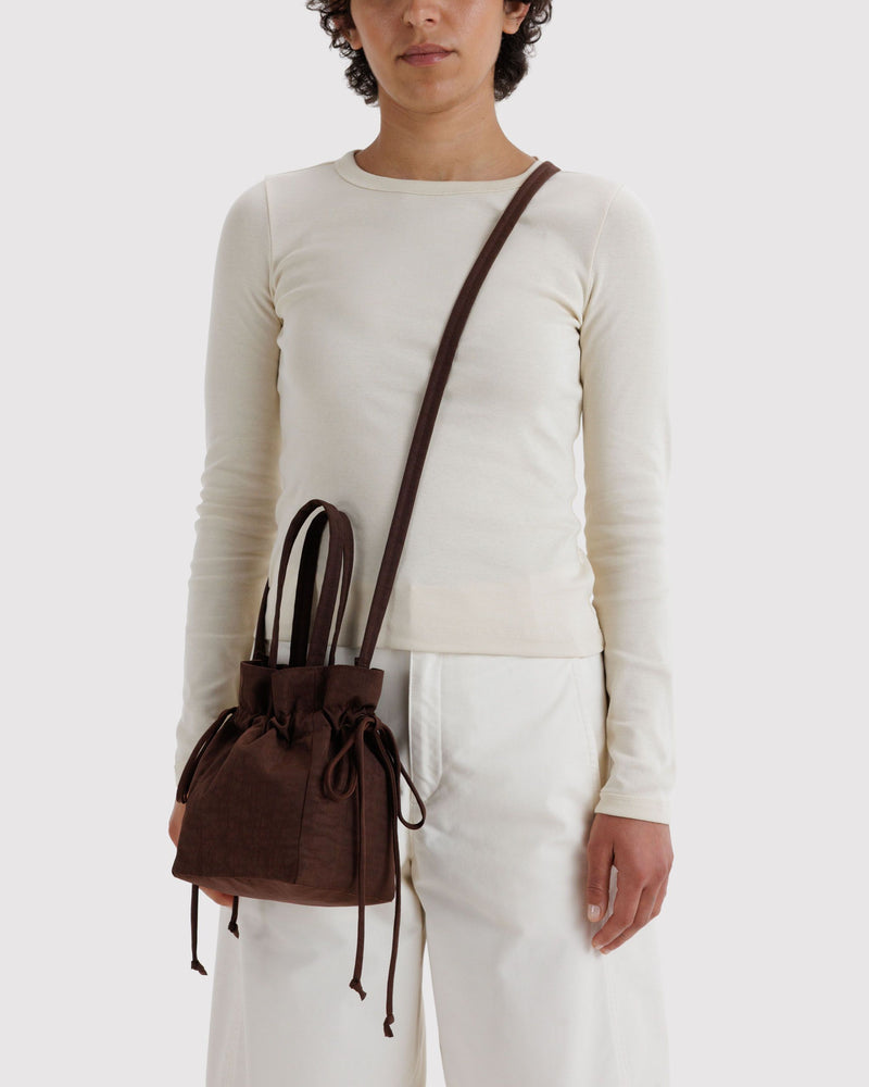 Nylon Drawstring Bag, Coffee