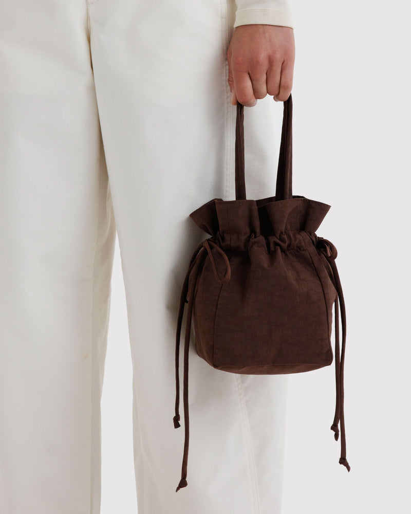 Nylon Drawstring Bag, Coffee