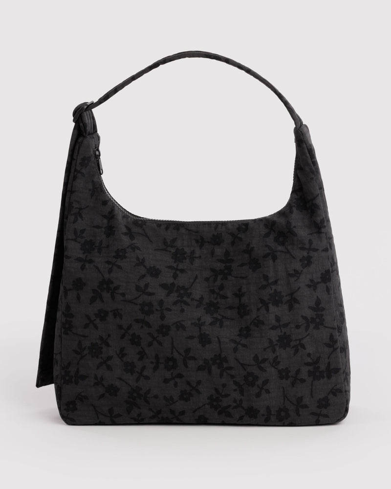 Nylon Shoulder Bag, Charcoal Ditsy Floral