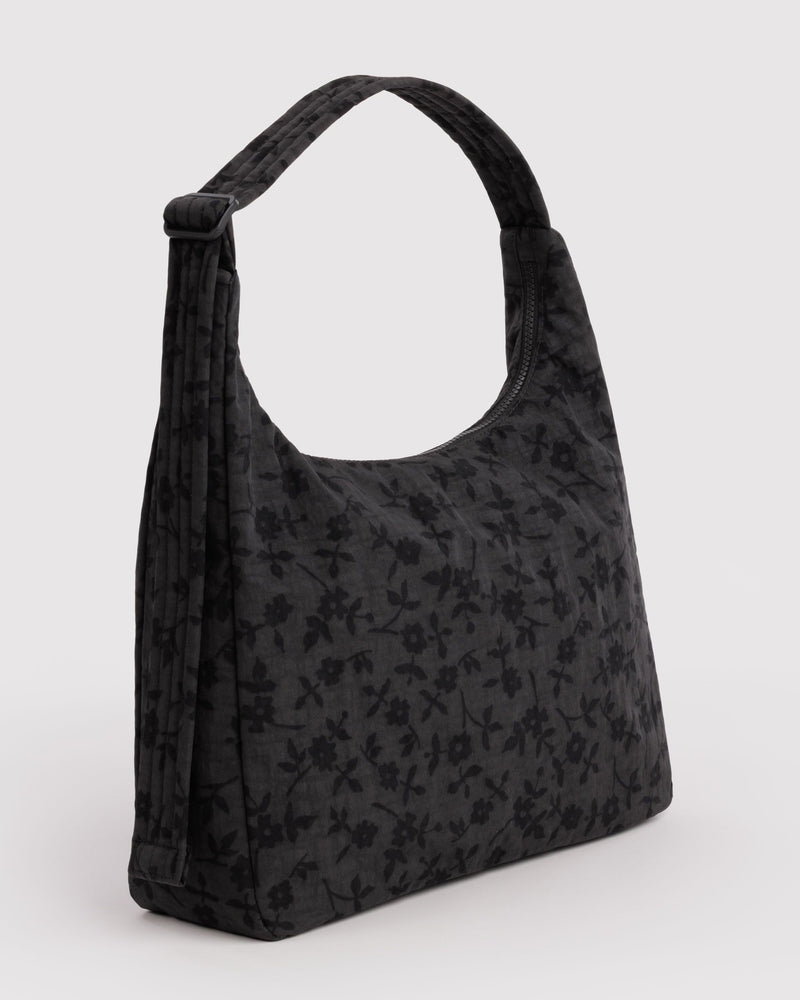 Nylon Shoulder Bag, Charcoal Ditsy Floral