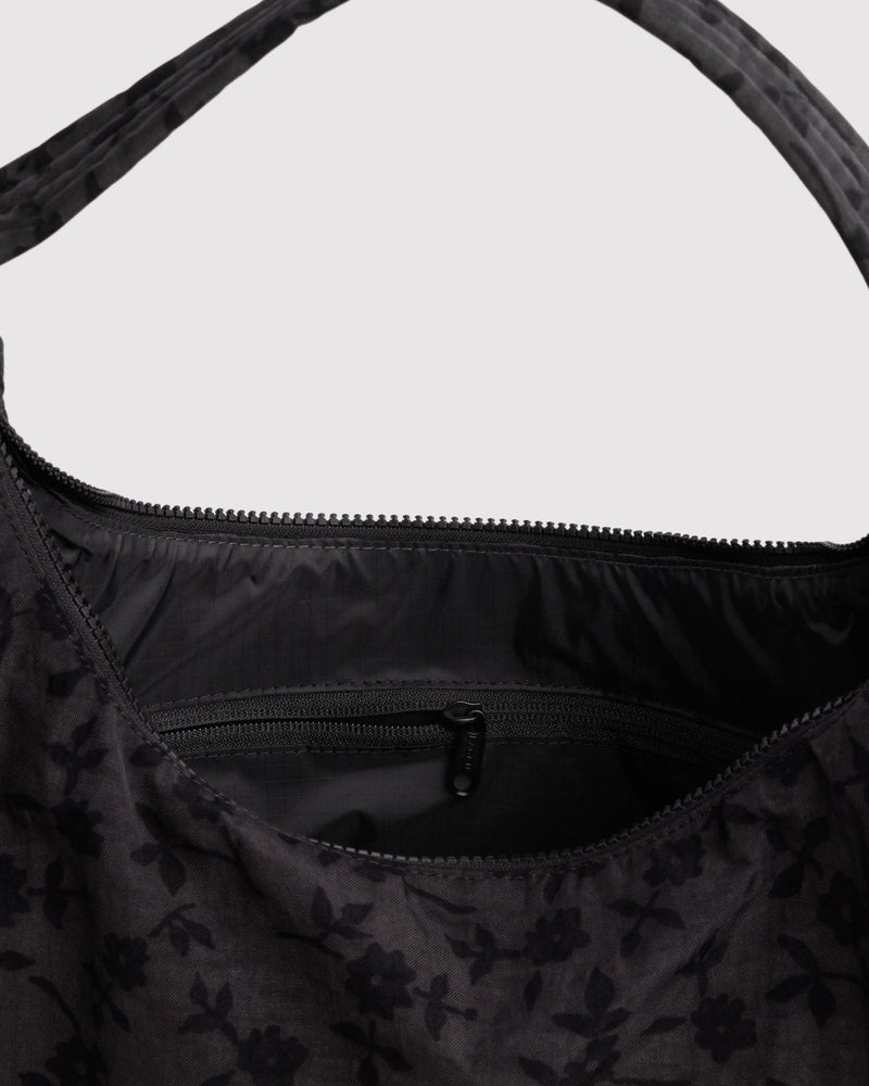 Nylon Shoulder Bag, Charcoal Ditsy Floral