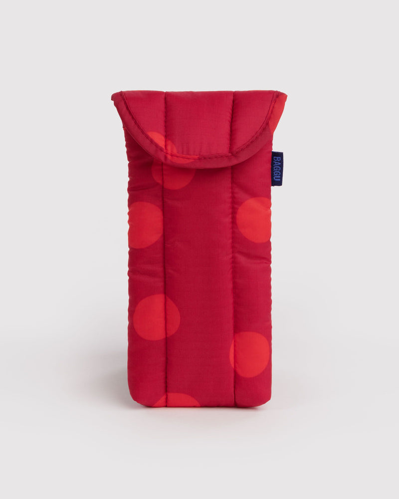 Puffy Glasses Sleeve, Red Polka Dot