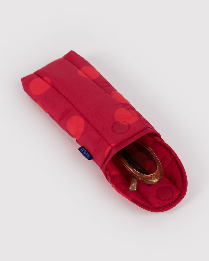 Puffy Glasses Sleeve, Red Polka Dot