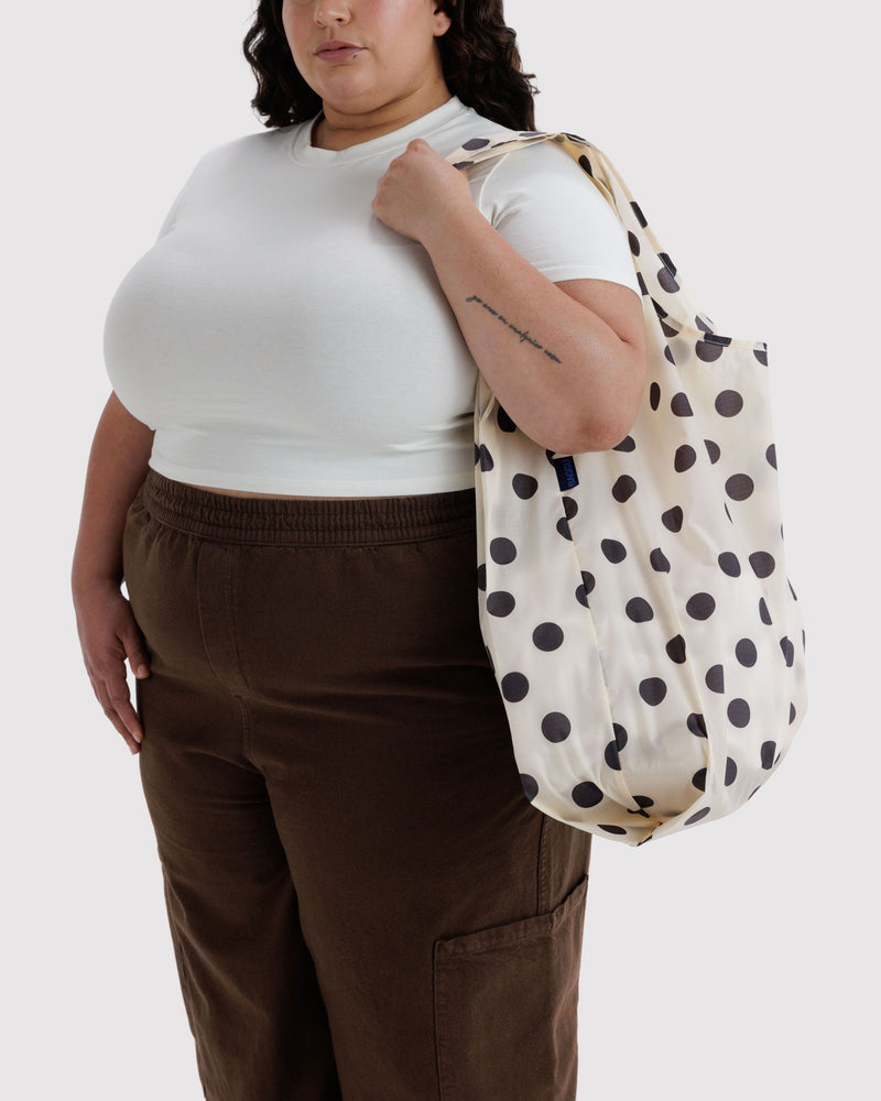 Big Baggu, Cream and Black Polka Dot