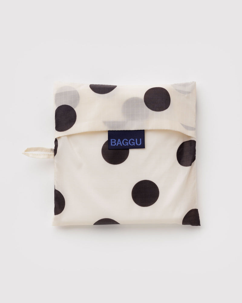 Big Baggu, Cream and Black Polka Dot
