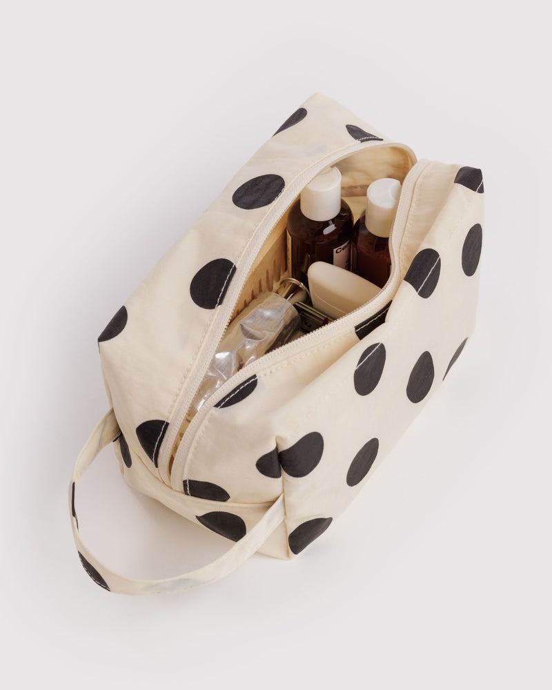 Dopp Kit, Cream and Black Polka Dot
