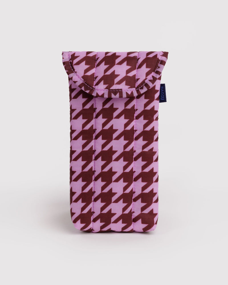 Puffy Glasses Sleeve, Pink Houndstooth