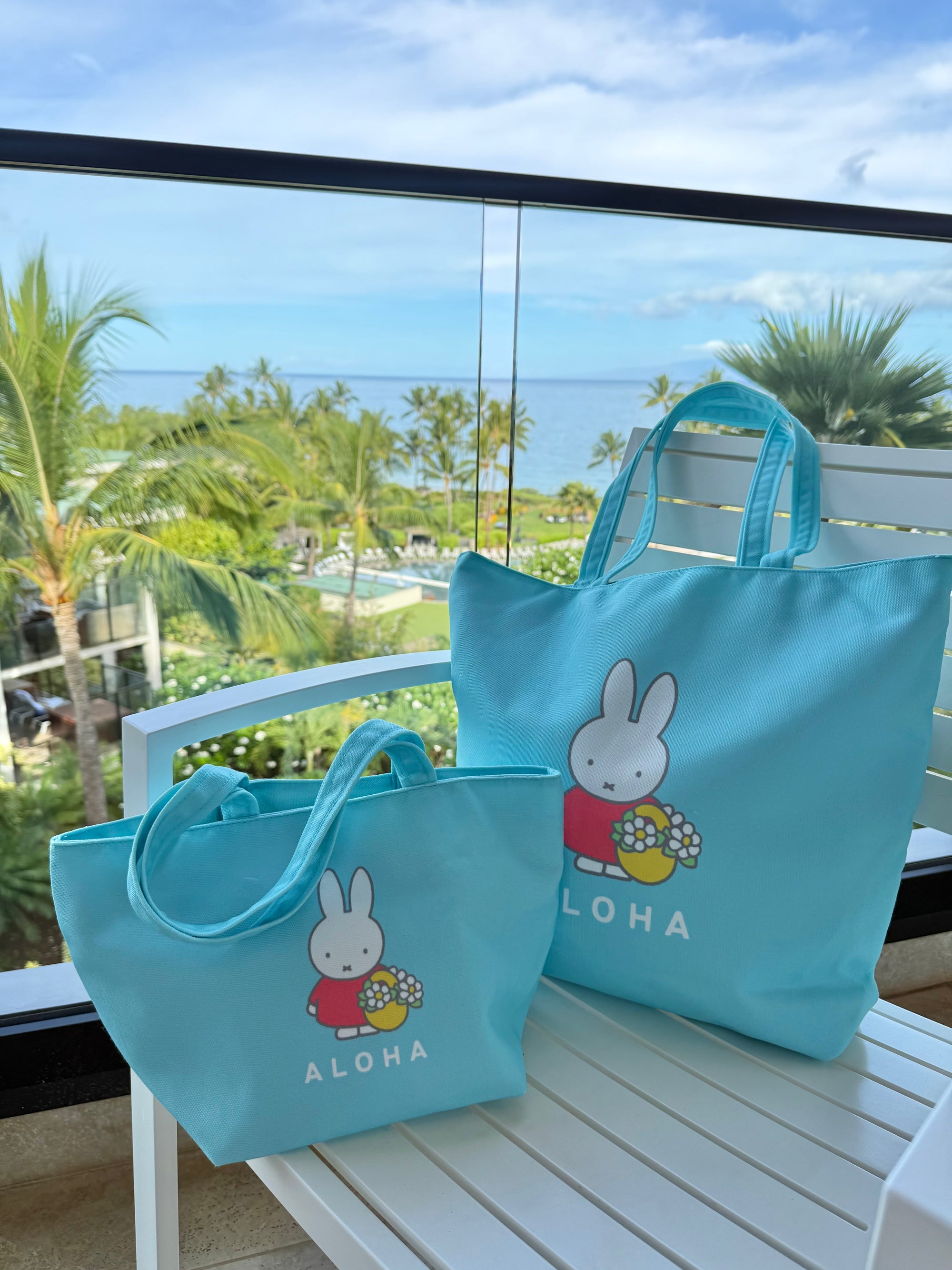 Miffy Flower Basket Small Tote Bag, Blue