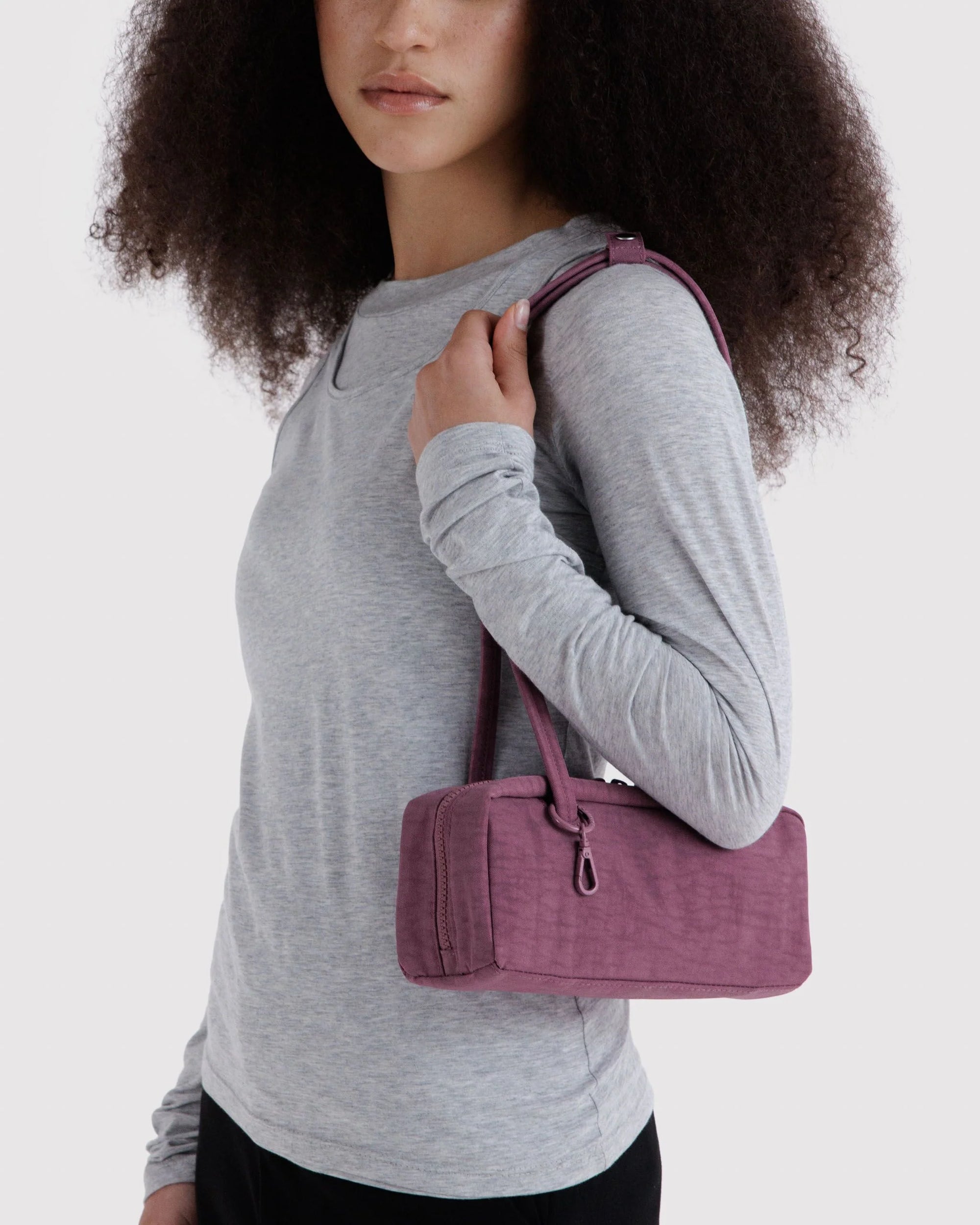 Small Nylon Bowler Bag, Wild Plum