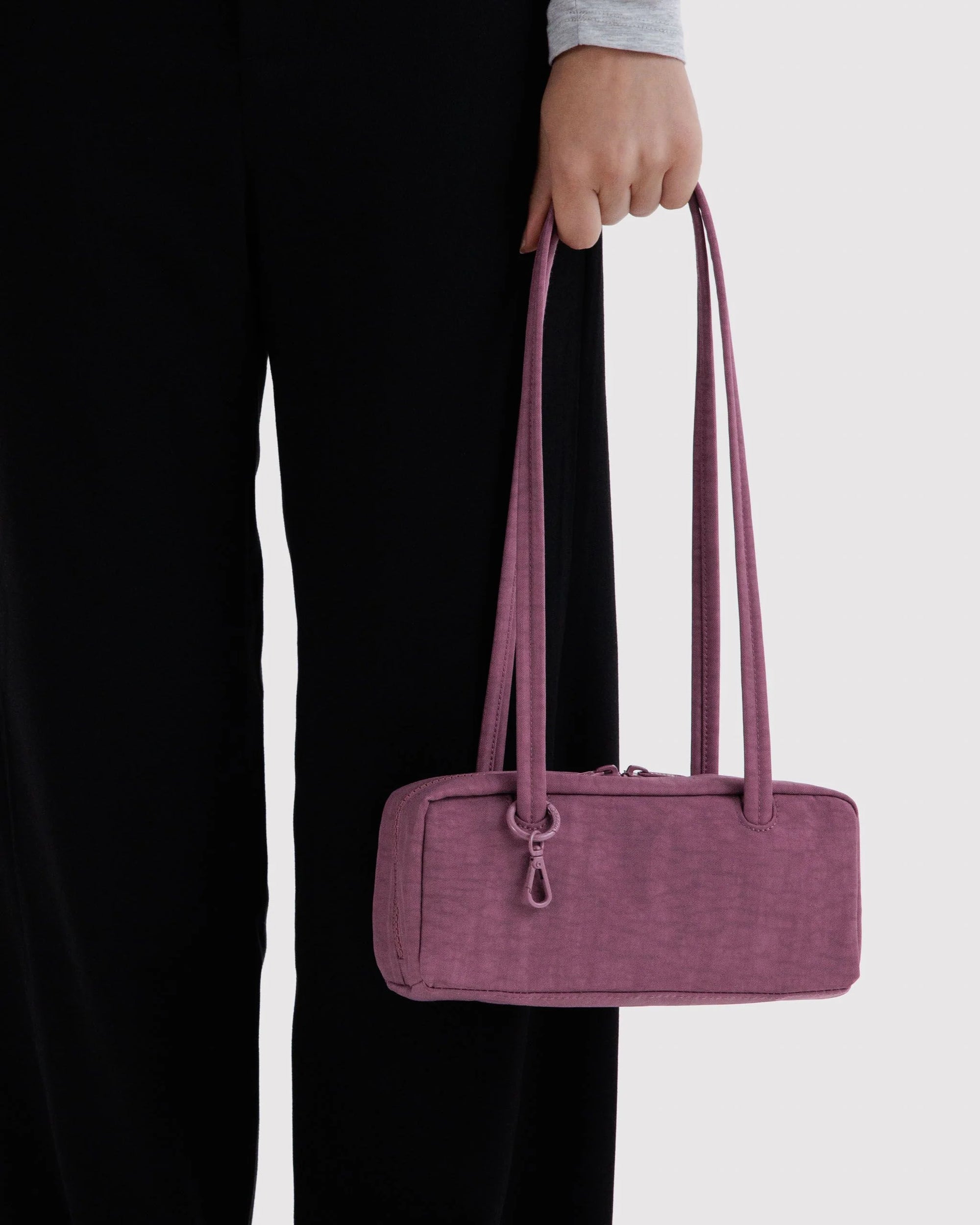 Small Nylon Bowler Bag, Wild Plum