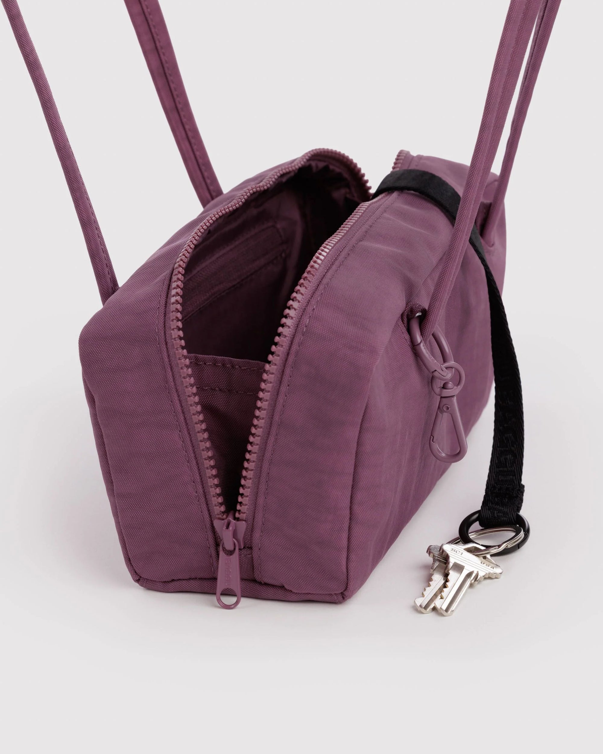 Small Nylon Bowler Bag, Wild Plum