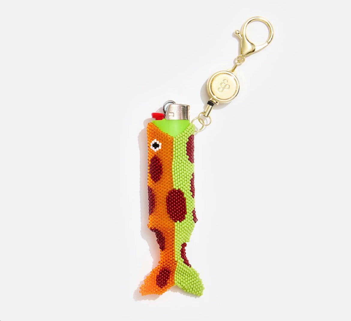 Fish Beaded Lighter Holder, Orange