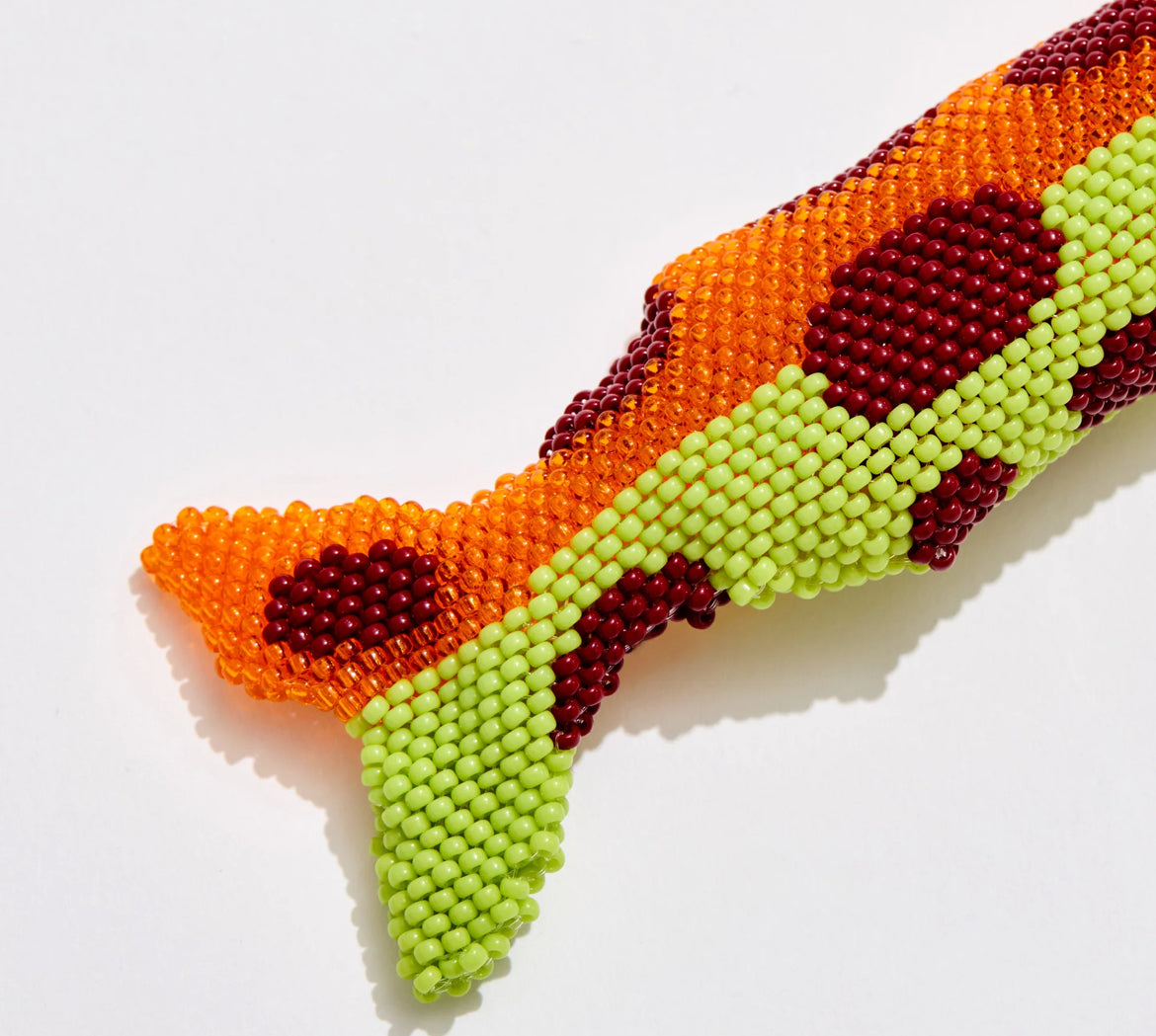 Fish Beaded Lighter Holder, Orange