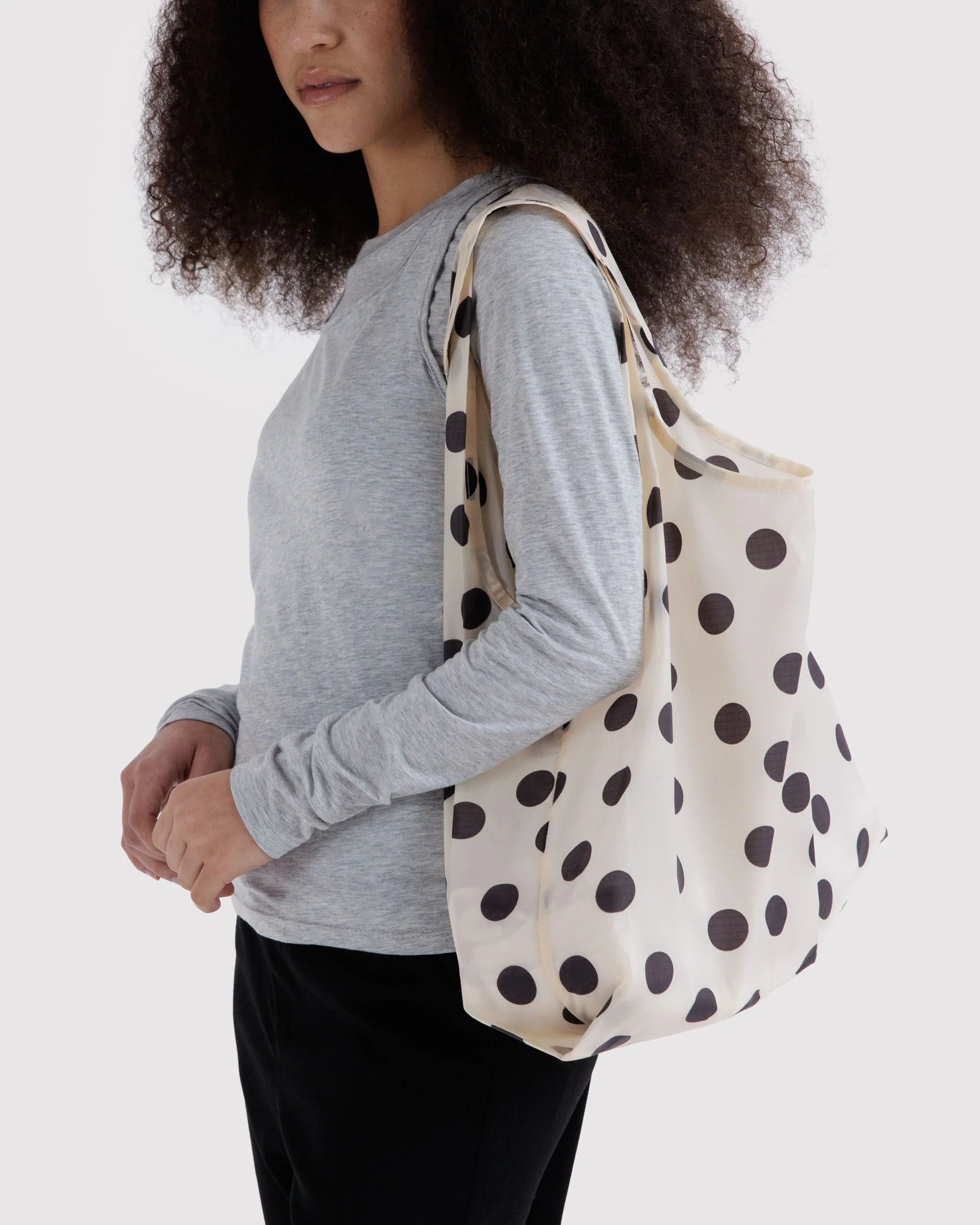 Standard Baggu, Cream and Black Polka Dot