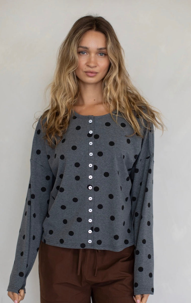 Polka Dot Cardigan, Grey