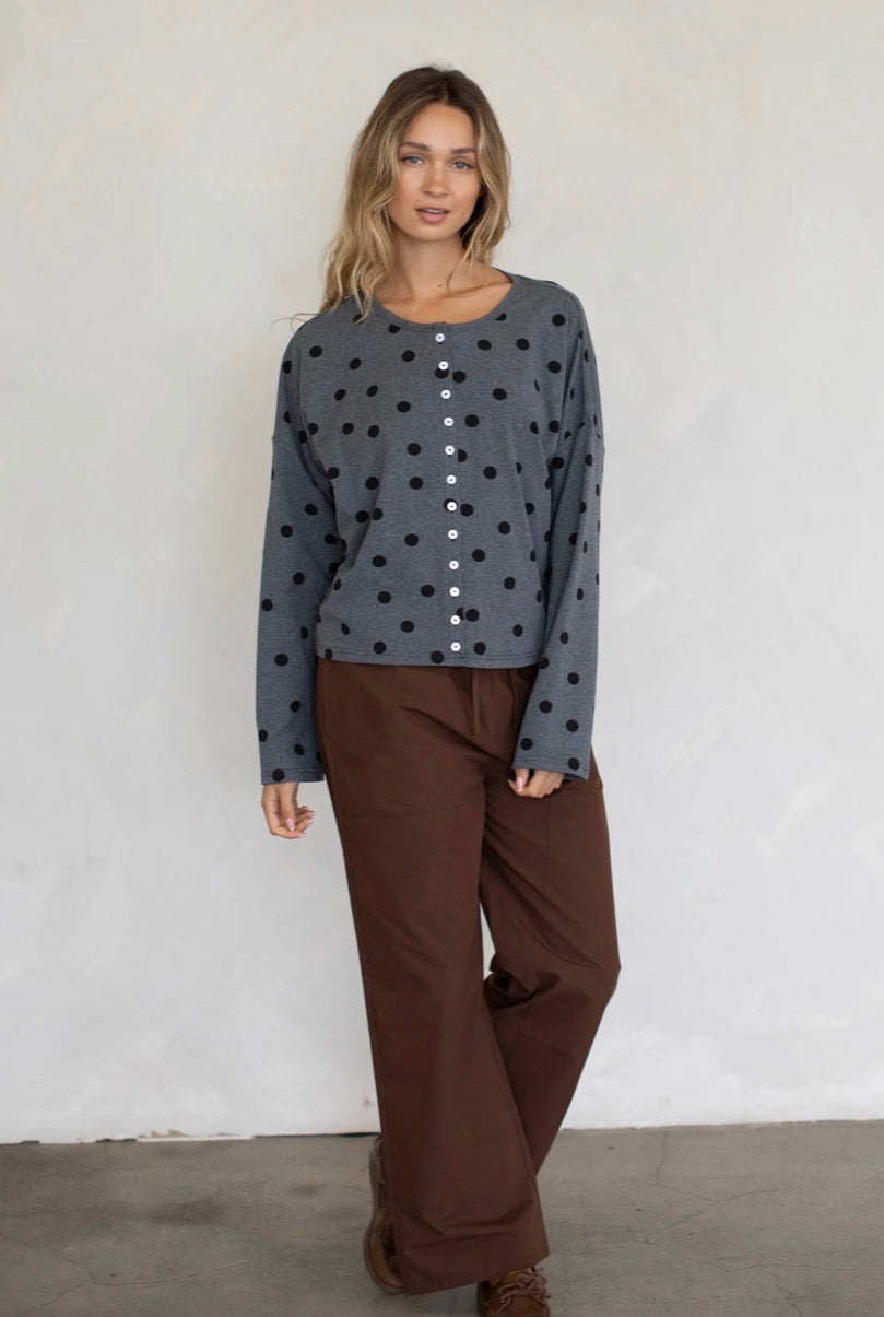 Polka Dot Cardigan, Grey