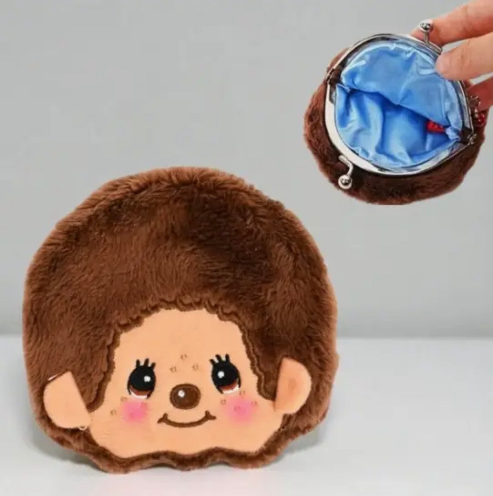 Monchhichi Snap Coin Pouch, Brown