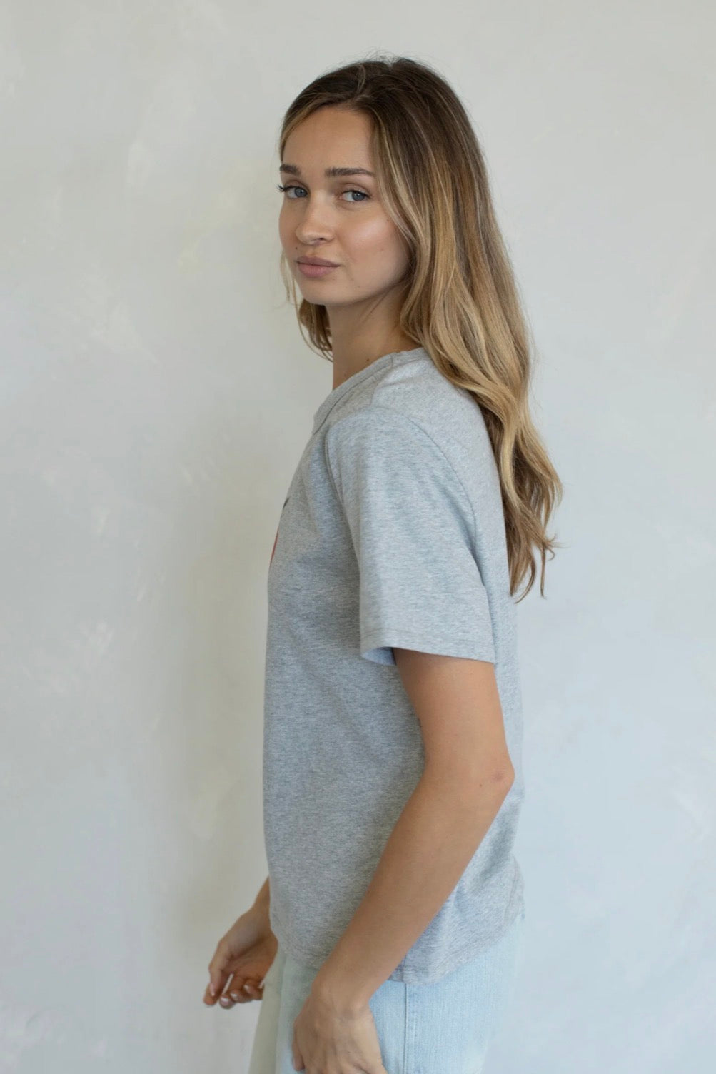 Strawberry Graphic Tee, Heather Grey