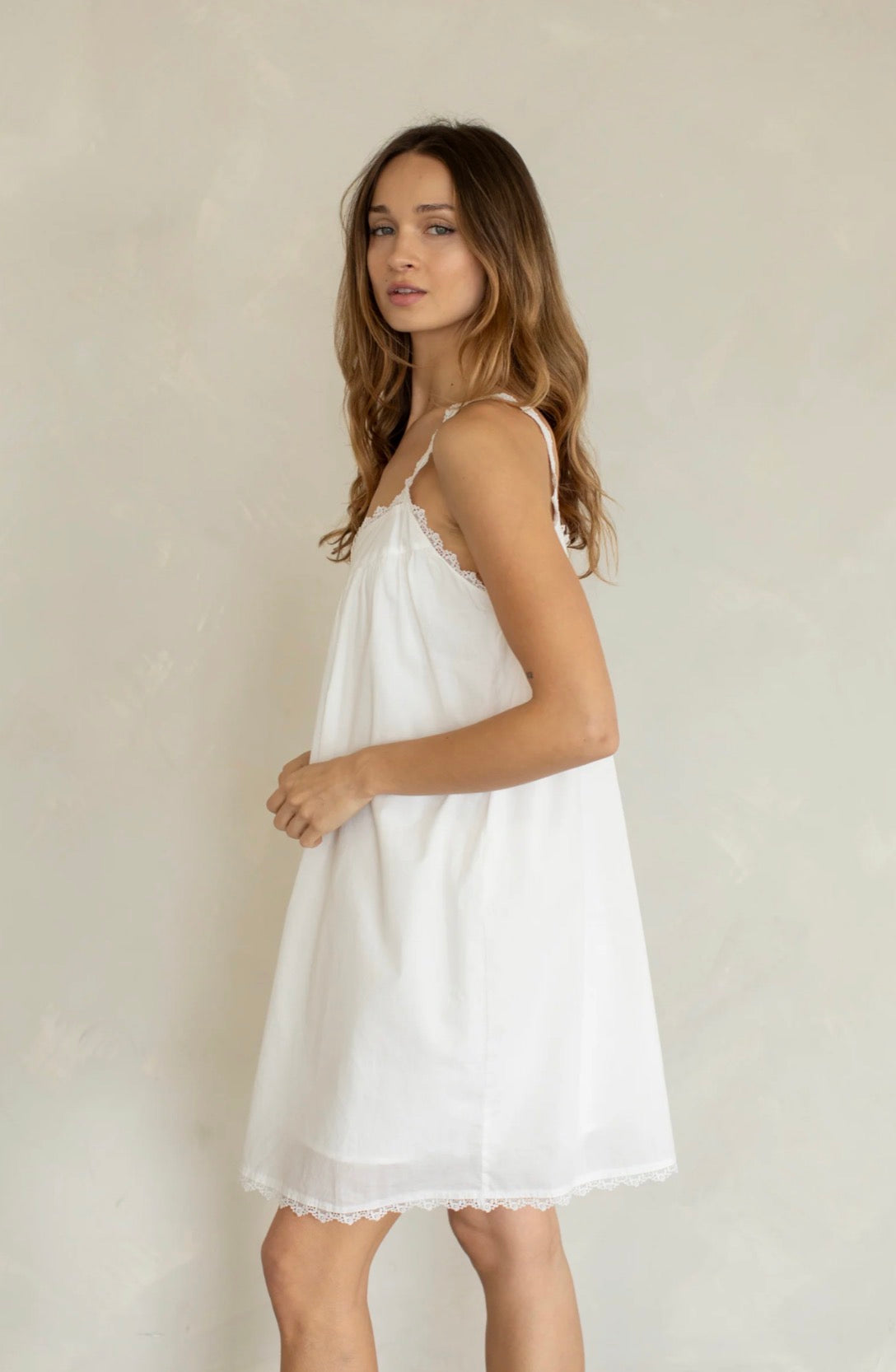 Babydoll Lace Mini Dress, Ivory S