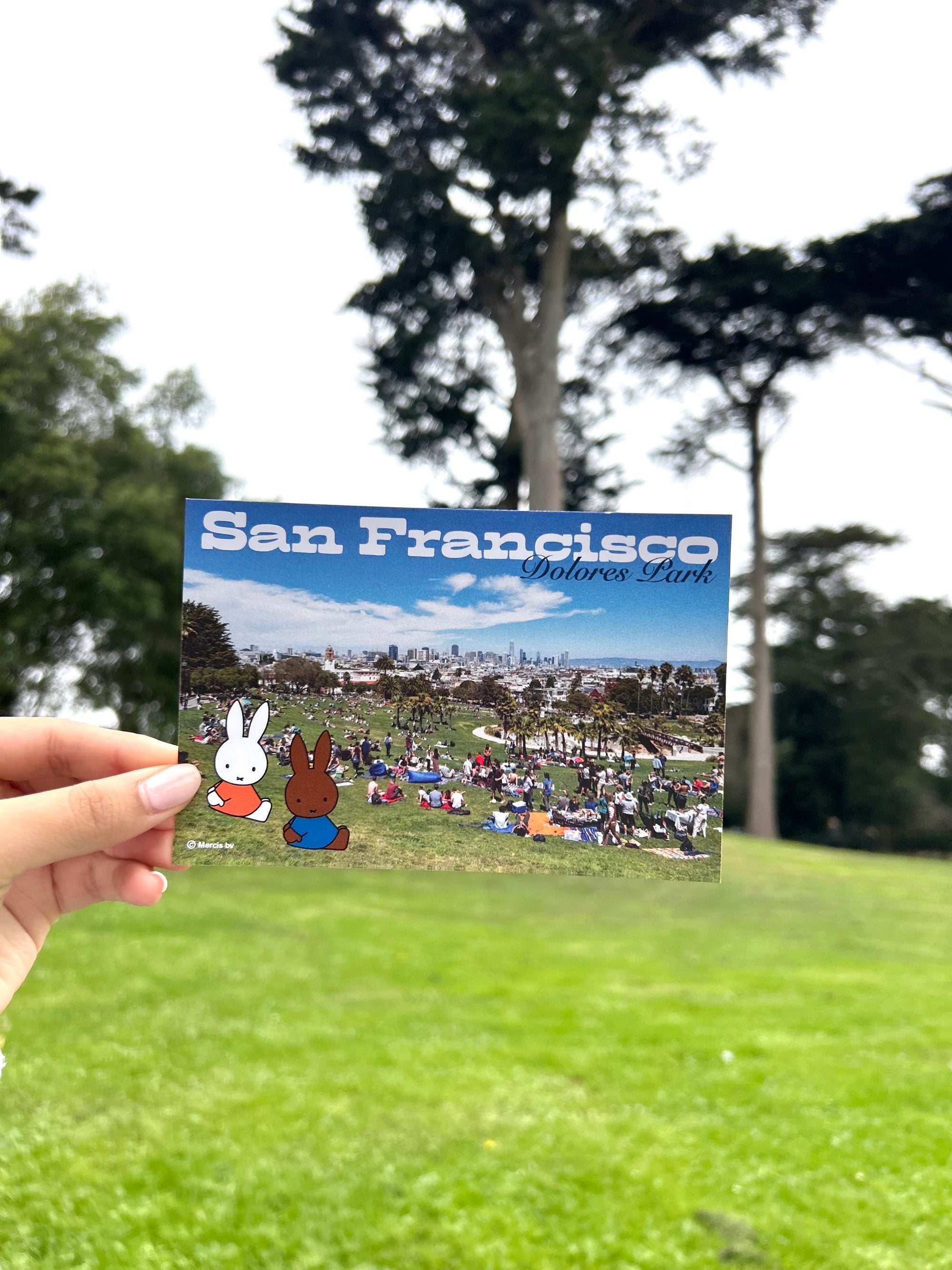 SF Miffy Postcard, Miffy & Melanie Dolores Park