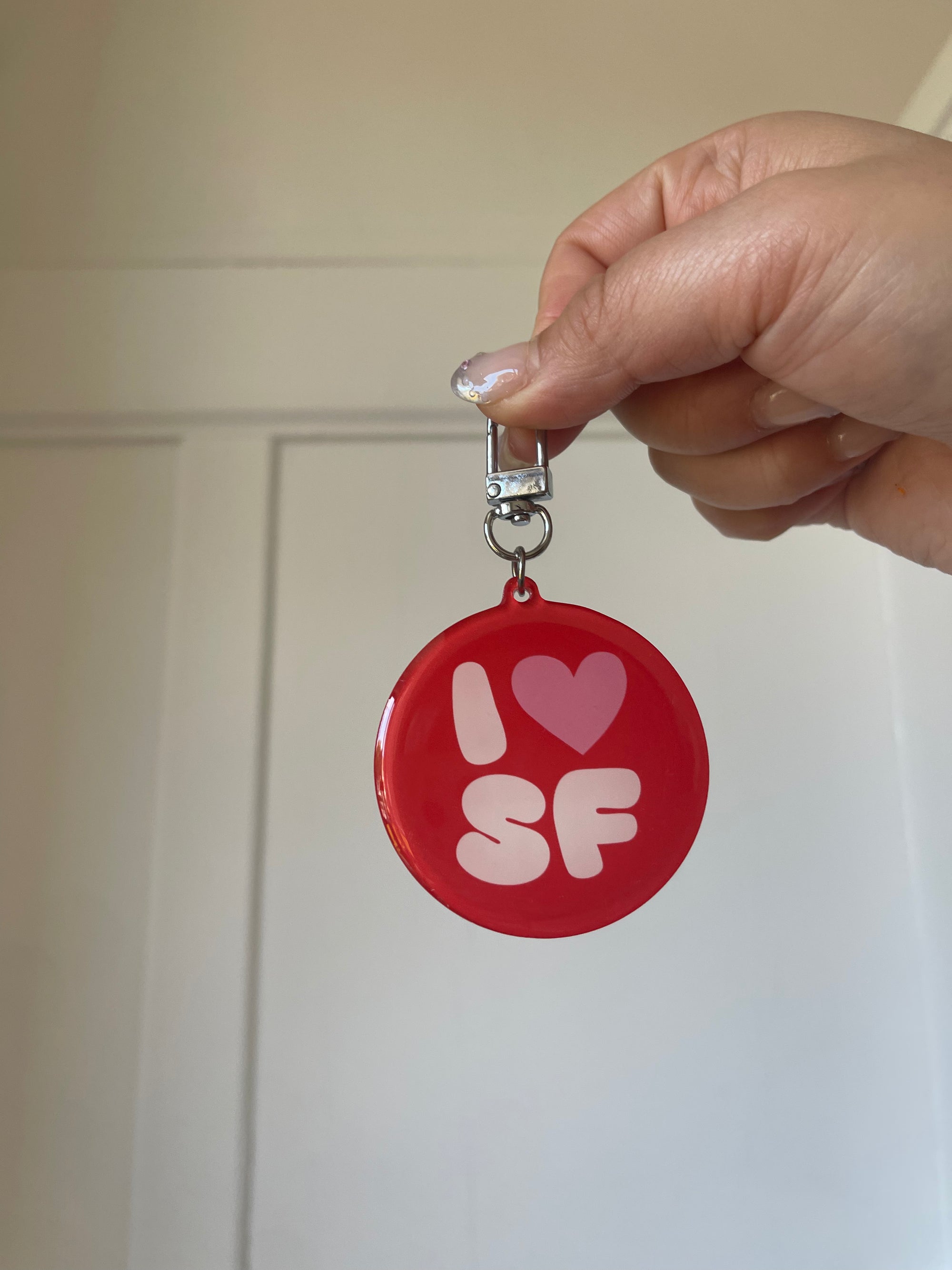 I Heart SF Acrylic Keychain, Red