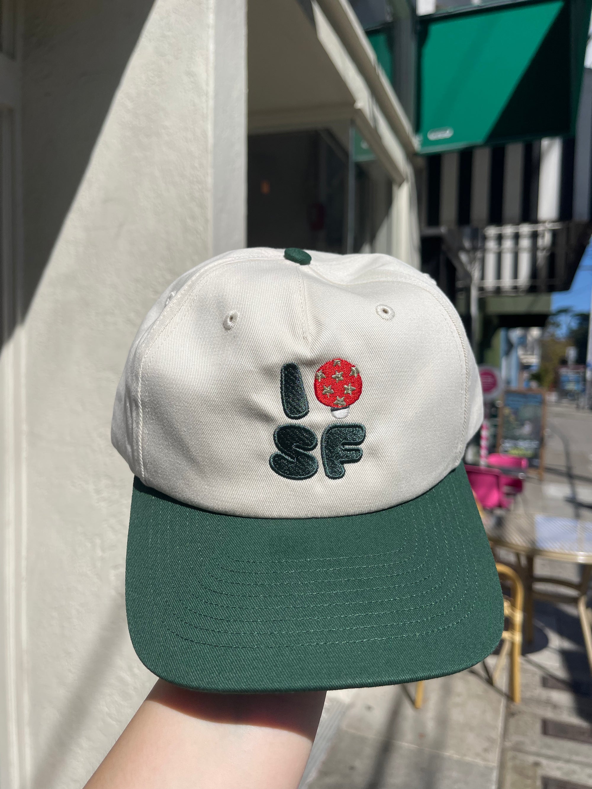 I Mushroom SF Snapback Cap, Cream/Green