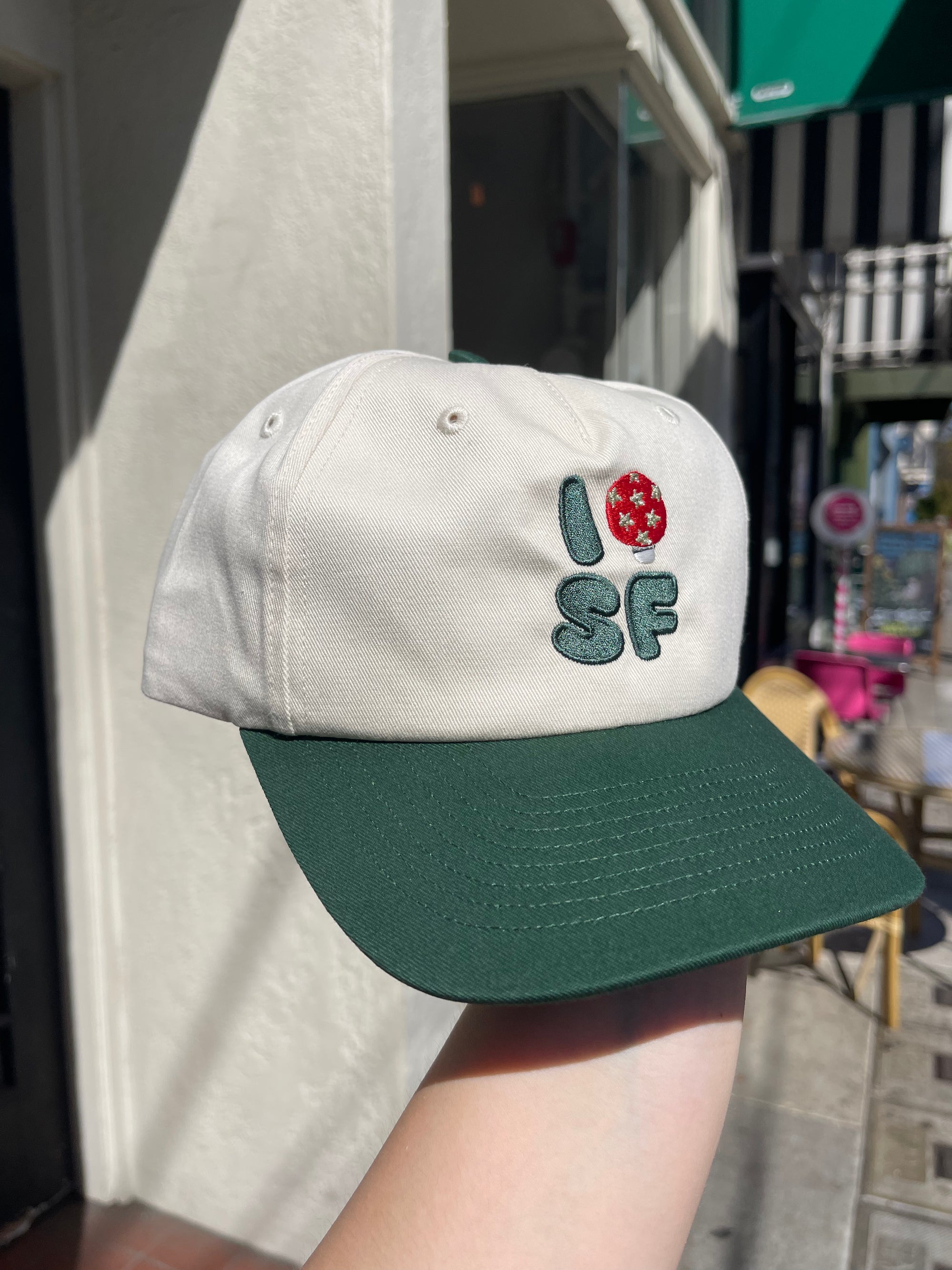 I Mushroom SF Snapback Cap, Cream/Green
