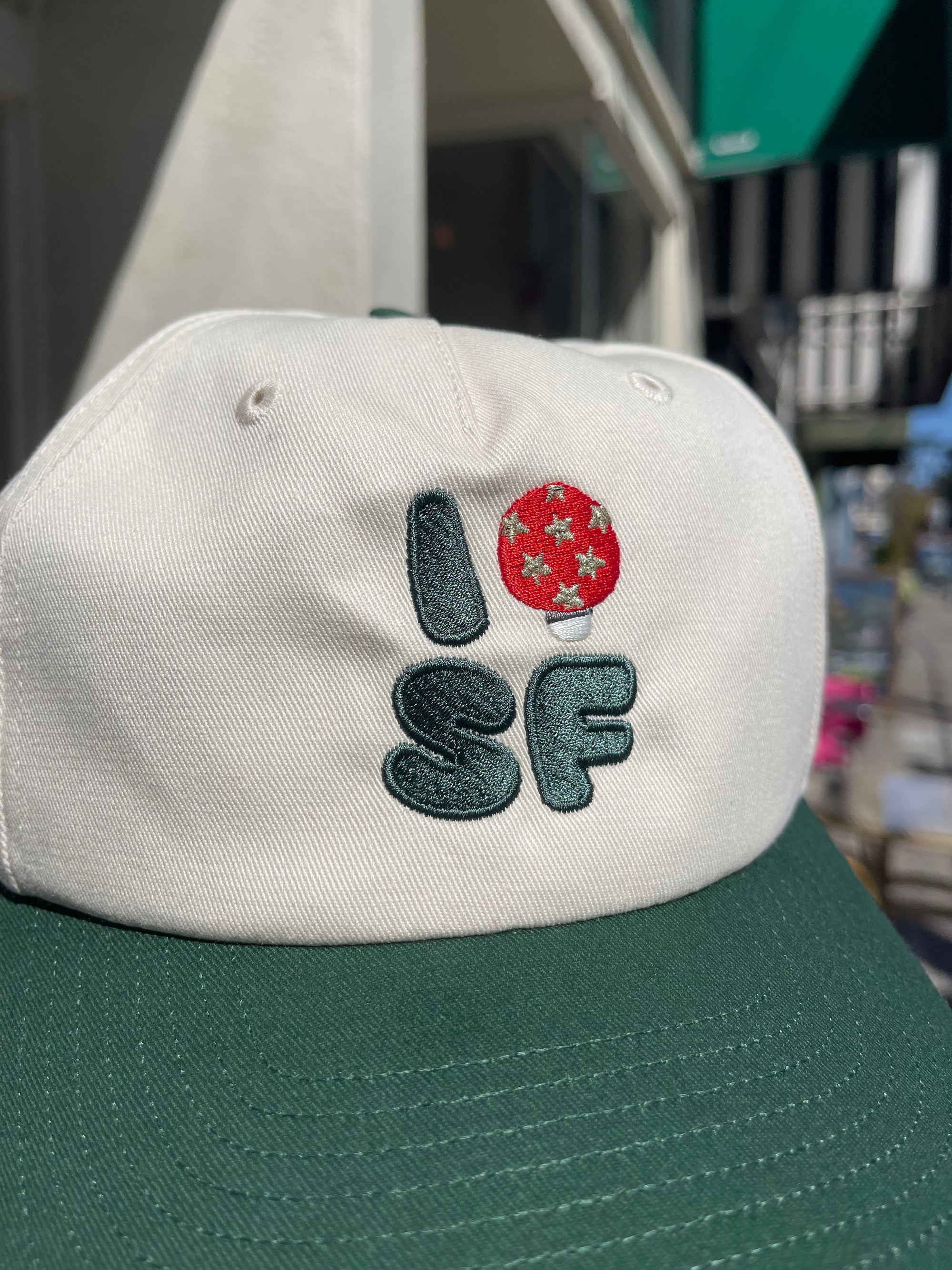 I Mushroom SF Snapback Cap, Cream/Green