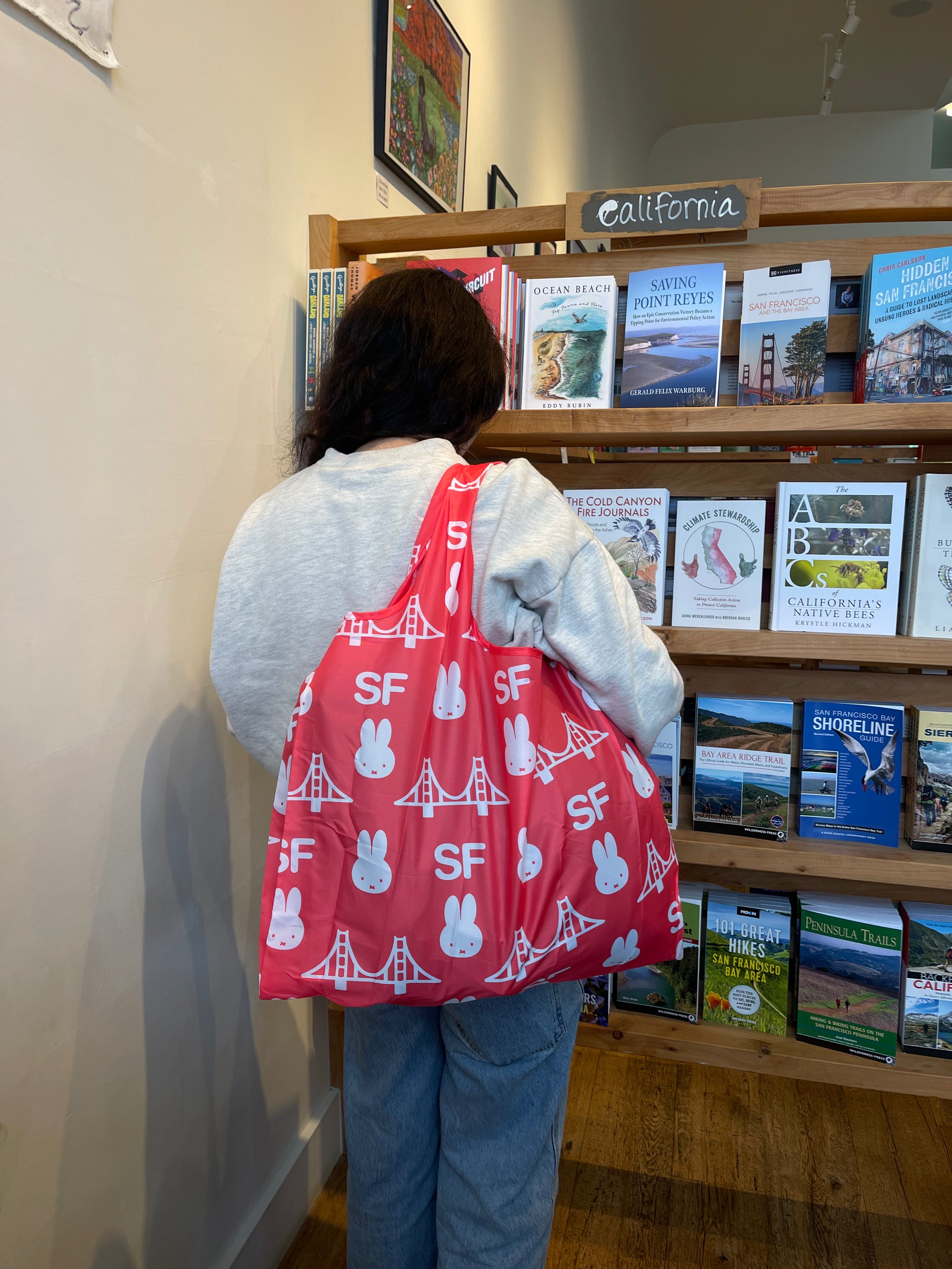 Miffy SF Reusable Tote, Bridge Pattern, Red