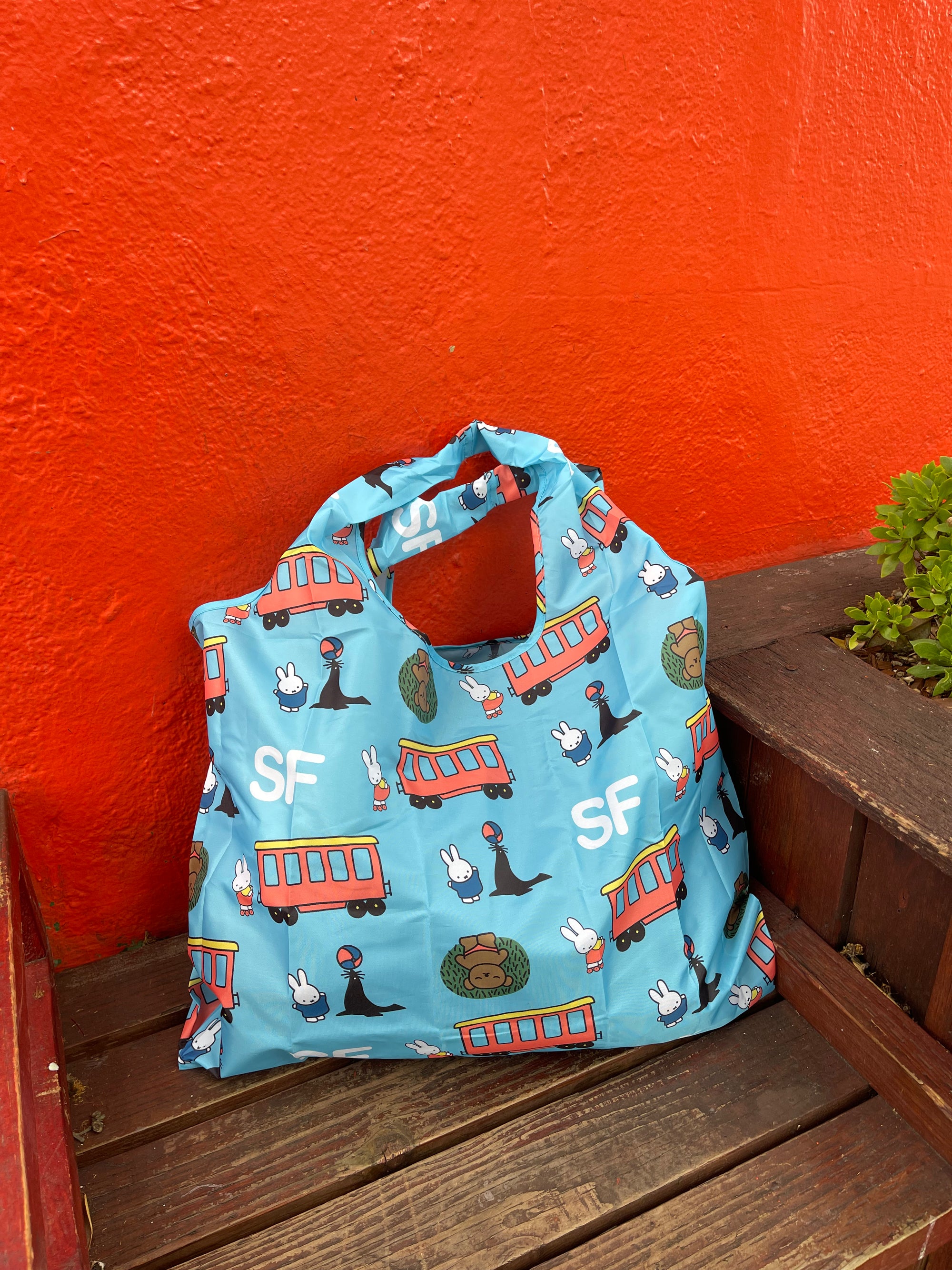 Miffy SF Reusable Tote, Icons Pattern, Light Blue