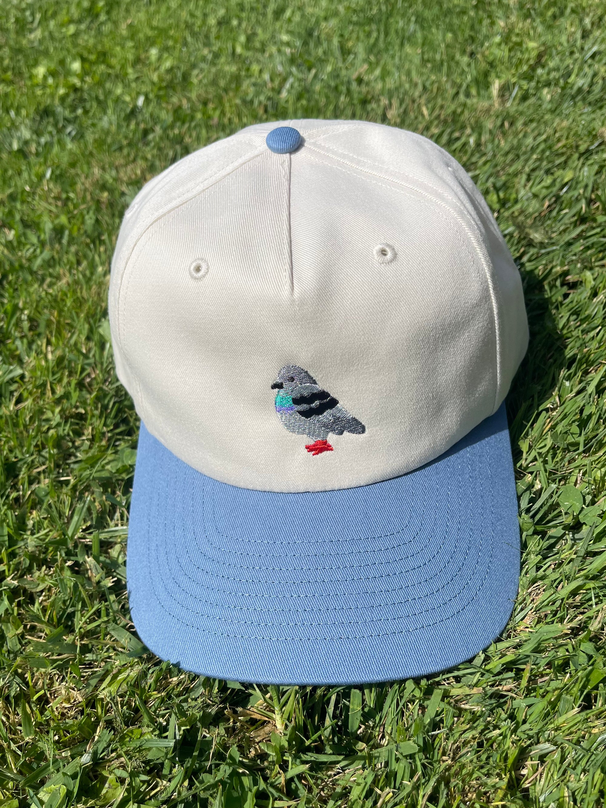 Pigeon Snapback Cap, Cream/Blue