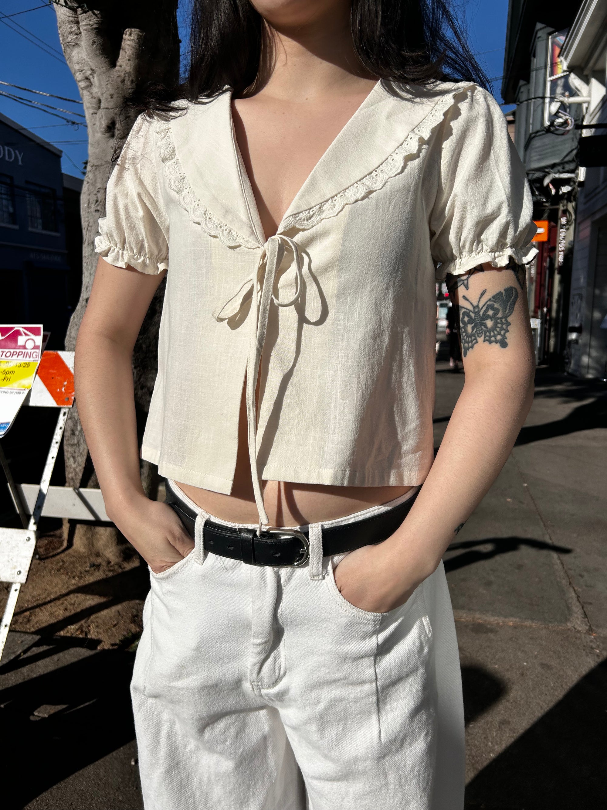 Lace Collared Blouse, Cream